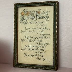 Vintage Framed 'Loving Friends' Wall Art
